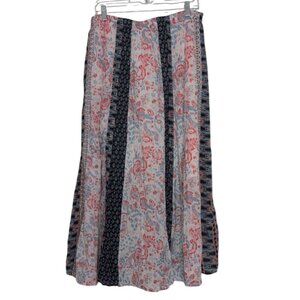 Choices Floral Maxi Skirt Womens Size Large Blue Red Patchwork Boho Modest